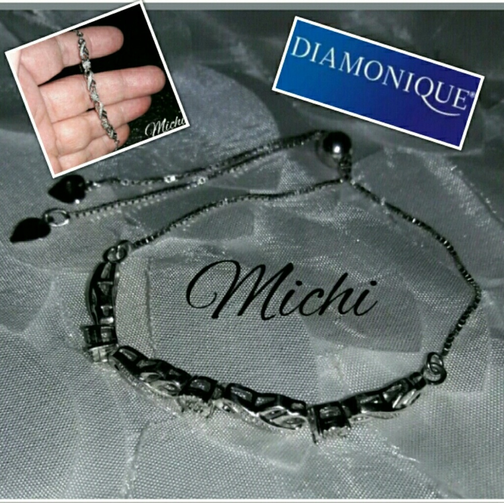 Diamonique Boyfriend Girlfriend Silver Bracelet